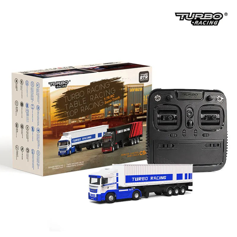 Turbo Racing 1:76 C50 Remote Control Semi Truck Trailer RC Truck - C50 trailer complete set / White