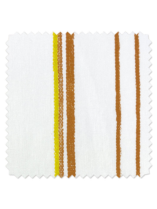 'Two Tone Stripe' Linen Fabric by Nathan Turner - Terracotta & Daffodil - LINEN / YARD