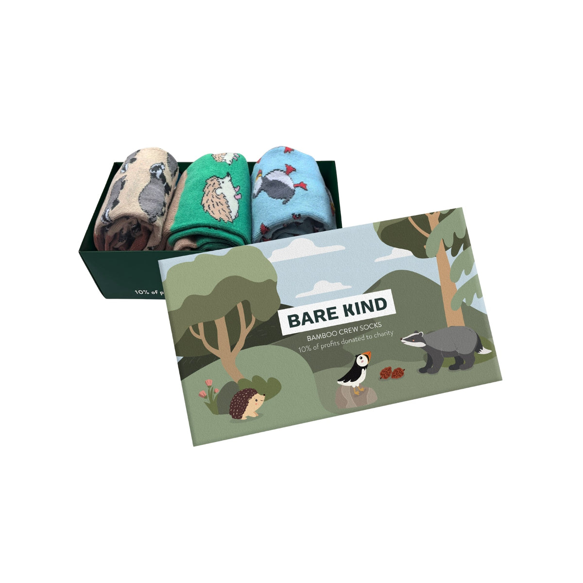 UK Wildlife Bamboo Socks Gift Box of 3 | UK Adult 7-11