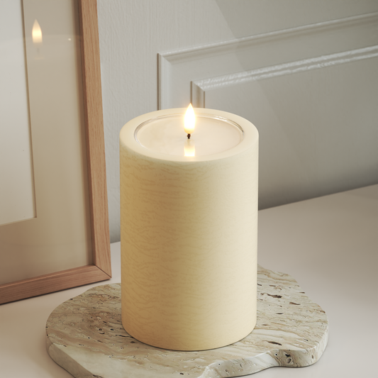 Unique LED-Blockkerzen D 10 x 15 cm Creme