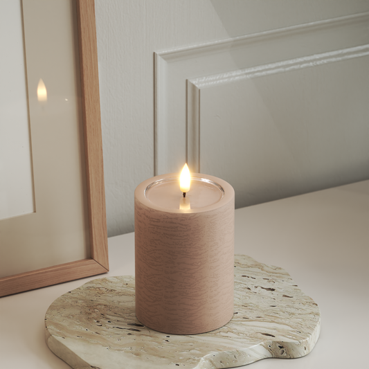 Unique LED-Blokkerzen D 7,5 x 10 cm Rosa