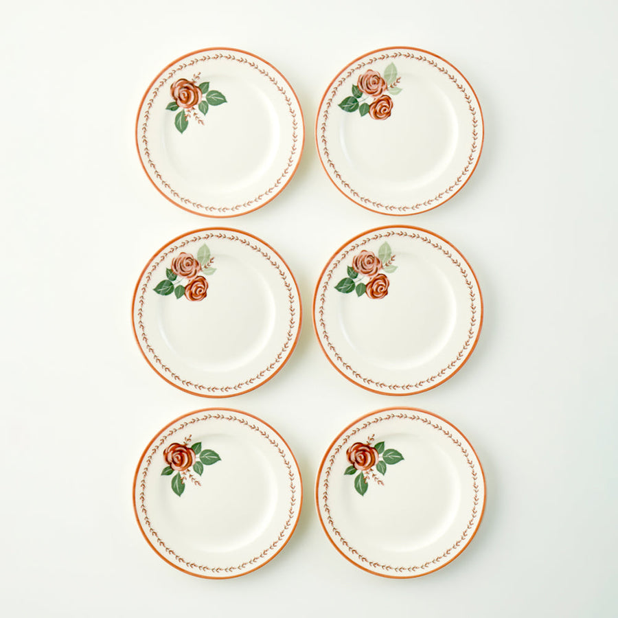 Rose Porcelain Dessert Plate (Set of 6)