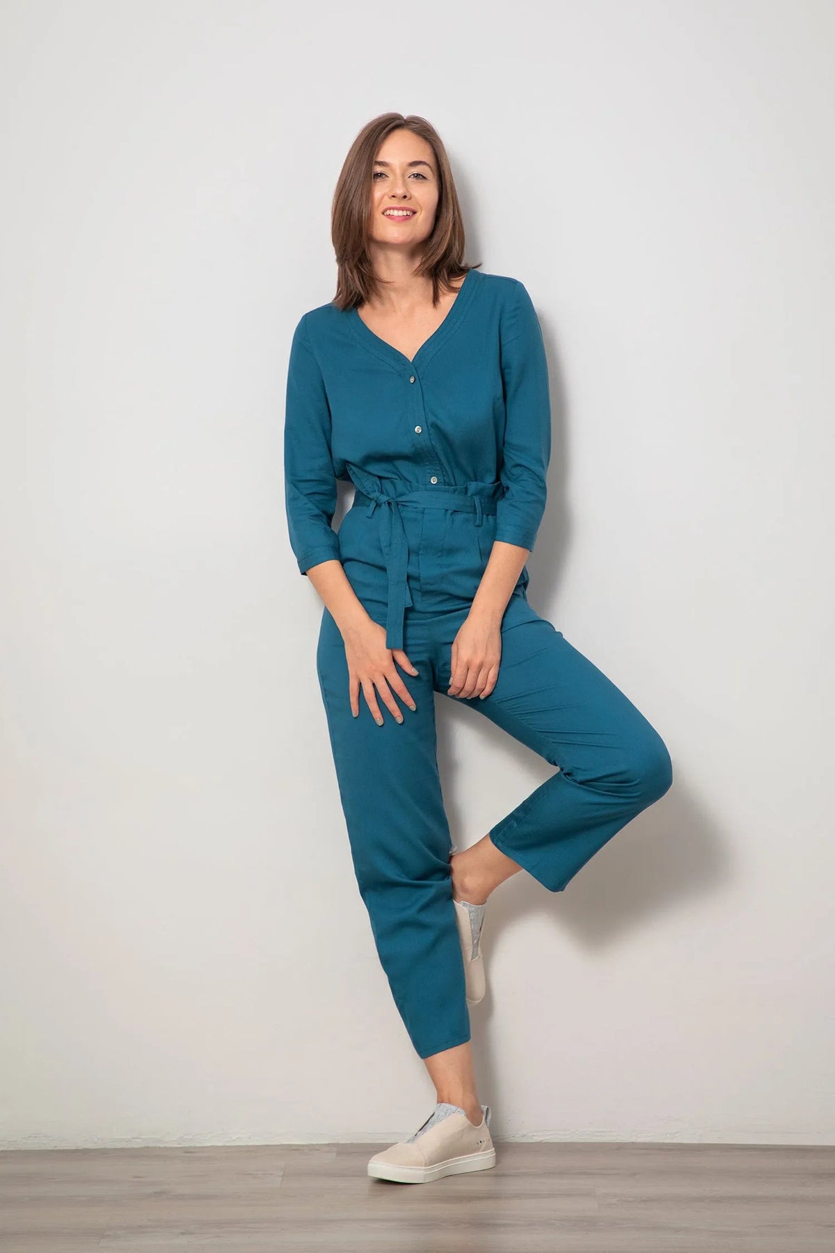 V-neck Jumpsuit - Ocean | Size: XXS