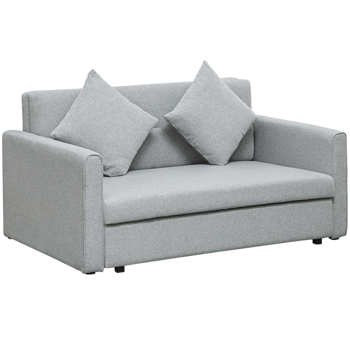 HOMCOM 2 Seater Sofa Bed Convertible Bed Settee w/ 2 Cushions - Light Grey