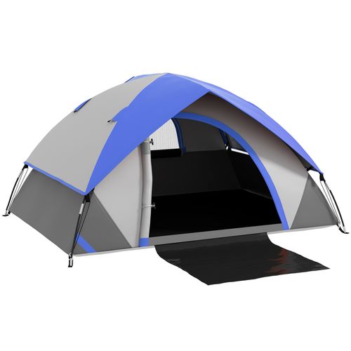 Outsunny 2 Man Camping Tent w/ Sewn-in Groundsheet, 3000mm Waterproof - Grey and Dark Blue
