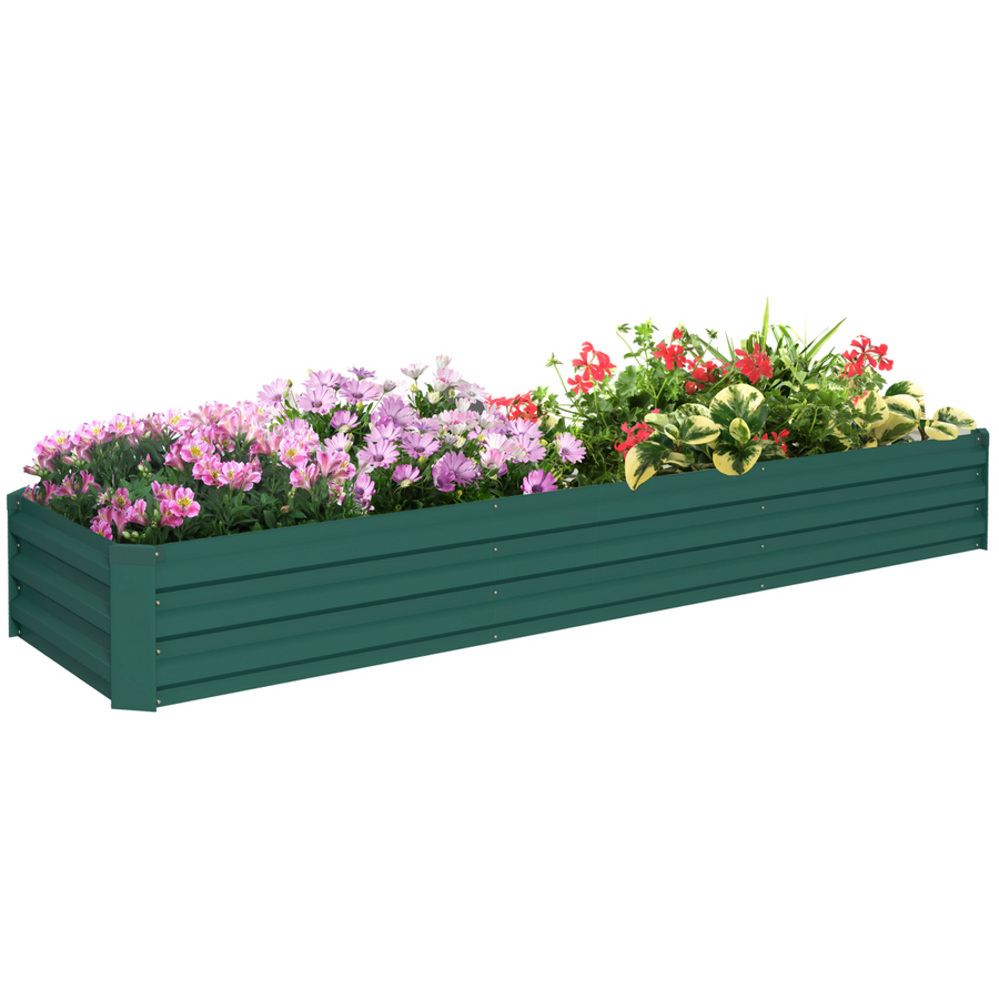 Outsunny Galvanised Raised Bed for Garden, Outdoor Elevated Planter Box - Dark brown