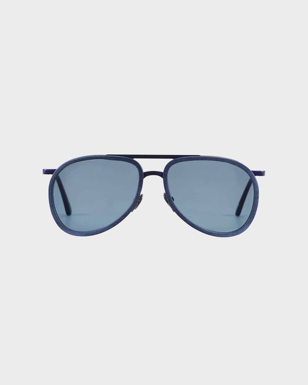 Vilebrequin - Wood Aviator Sunglasses Solid - Vbq X Shelter - Sunglasses - Vol2nuit - Blue - Size OSFA