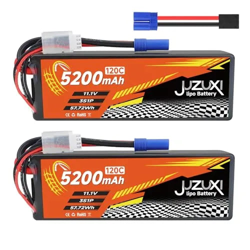 2Pcs 11.1V Lipo Battery 5200mAh 3S 120C Rechargeable Lithium Polymer Battery with XH & EC5 Connector Compatible with RC Car RC Boat Quadcopter