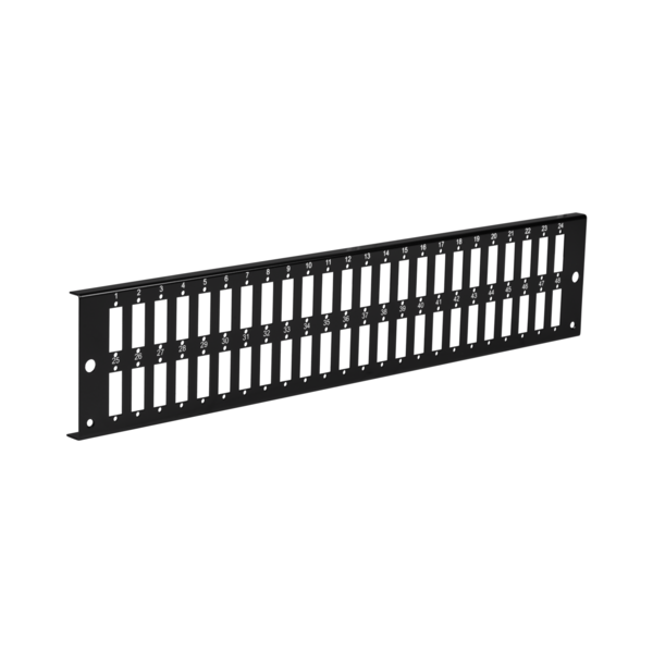 Frontplatte 2HE 48 x SC Duplex/LC Quad, vertikal schwarz