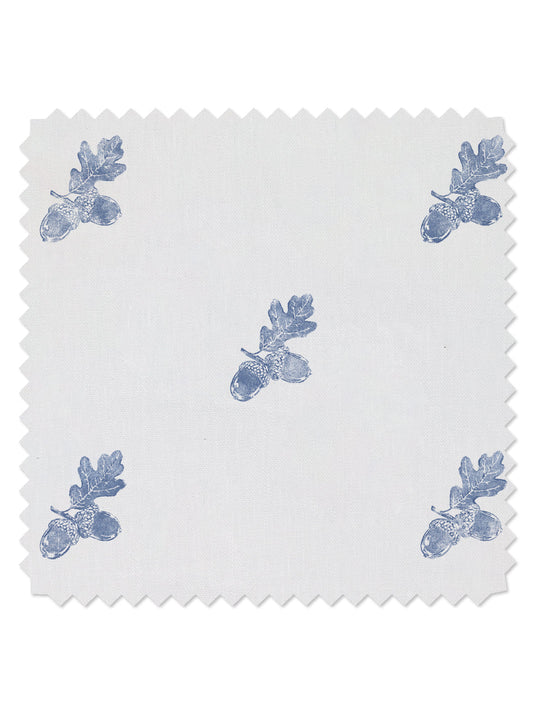 Valley Acorn' Linen Fabric by Nathan Turner - Blue - LINEN / YARD