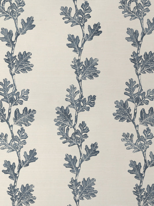 'Valley Oak Stripe' Grasscloth Wallpaper by Nathan Turner - Darker Blue - Grasscloth Roll