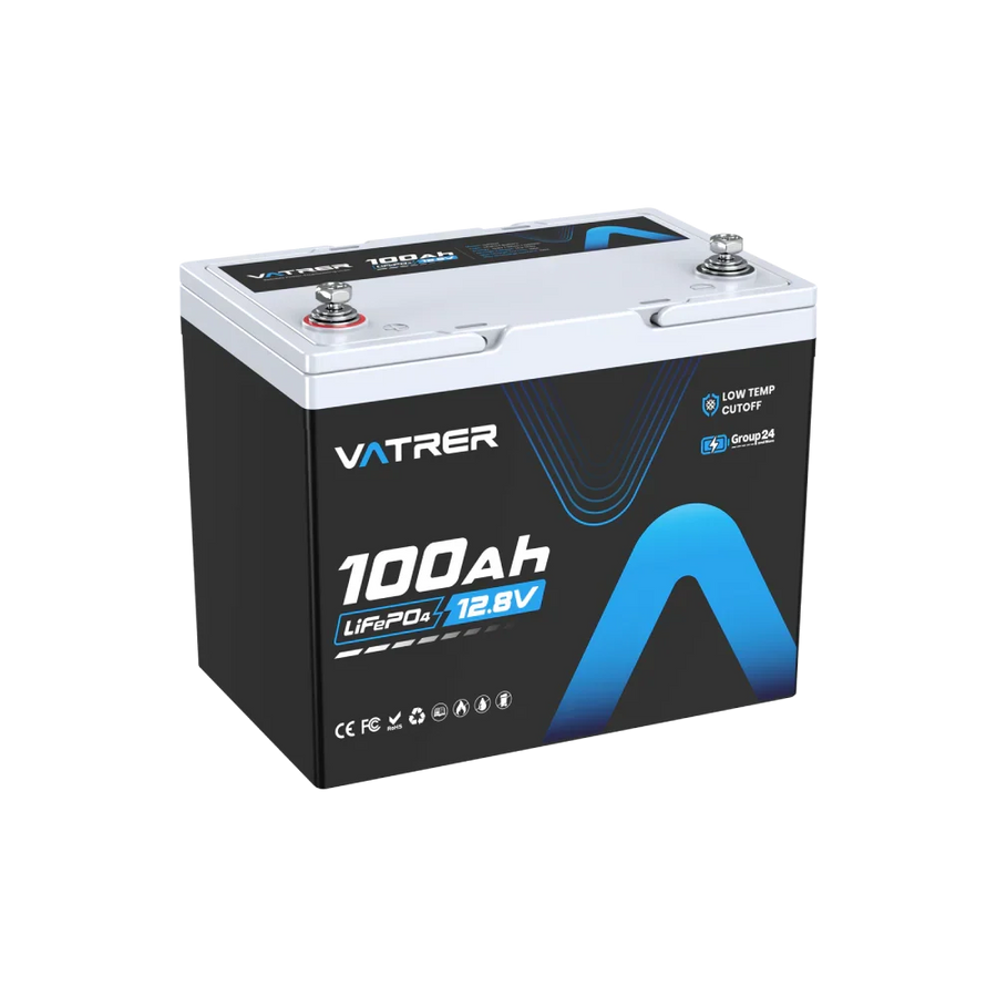 Vatrer 12V 100Ah Group 24 LiFePO4バッテリー｜低温対応・100A BMS搭載 JP - 1 PACK