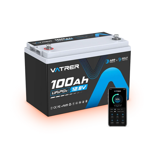 Vatrer 12V 100Ah Heated Lithium Battery for Cold-Weather RV and Off-Grid Power - 1 PACK