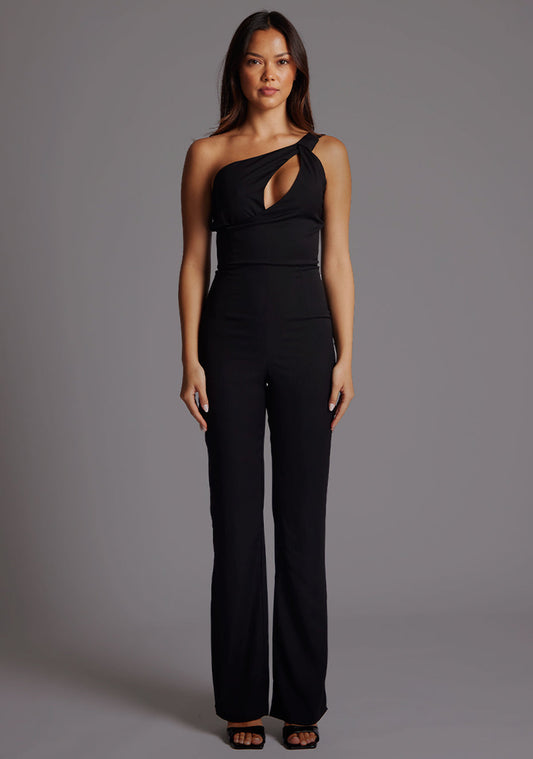 Rosemary | One Shoulder Black Wide Leg Jumpsuit - 6 / black