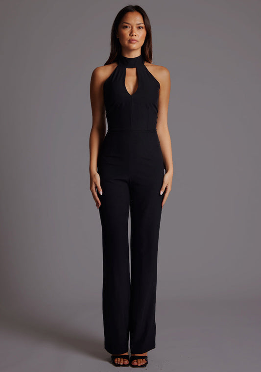 Stephanie | High Neck Black Wide Leg Jumpsuit - 6 / black