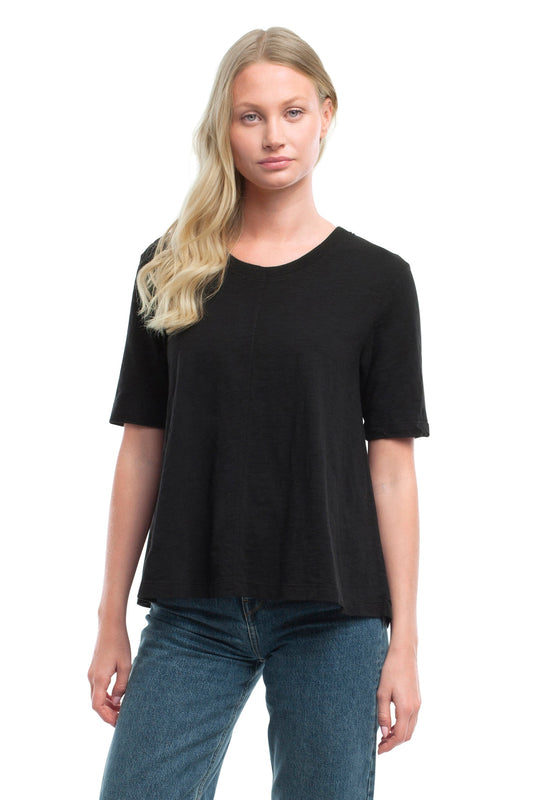 Elbow Sleeve Trapeze Top - Black / XS