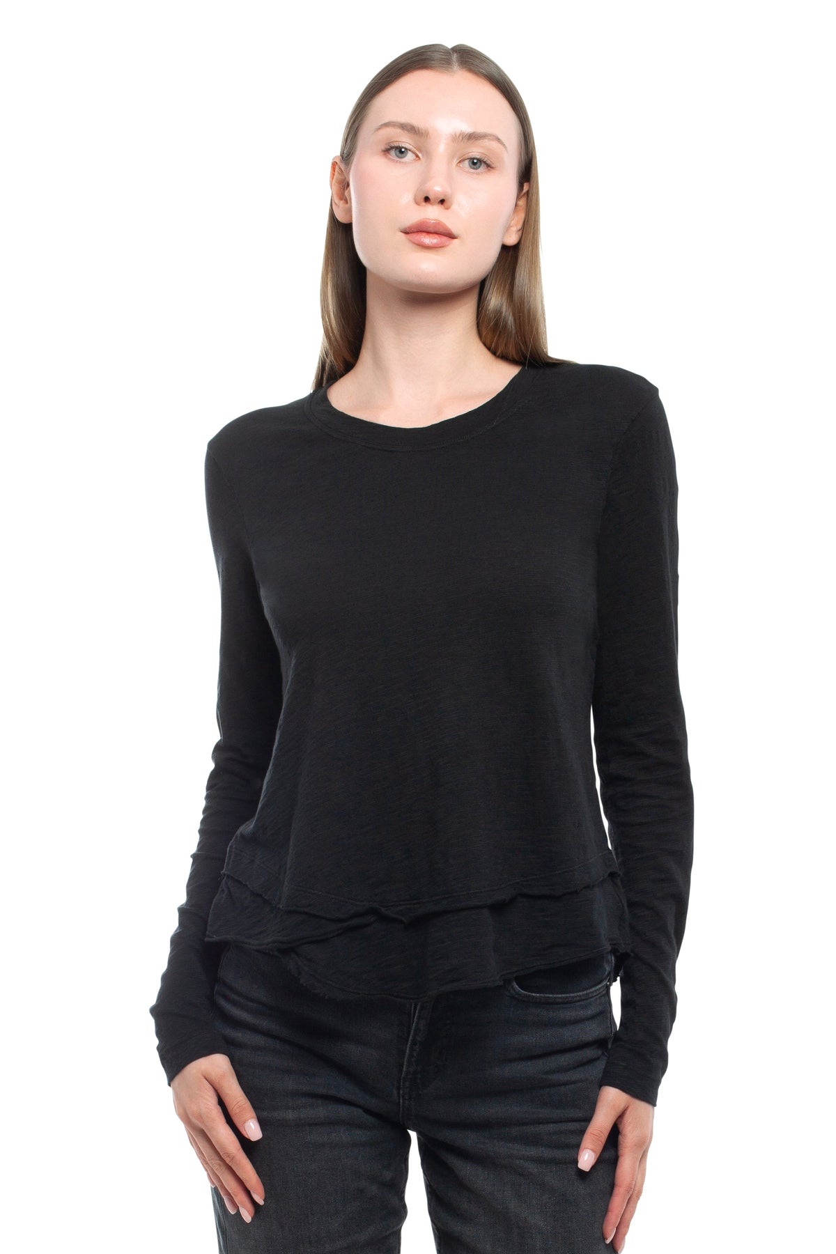 Long Sleeve Mock Layer - Black / XS