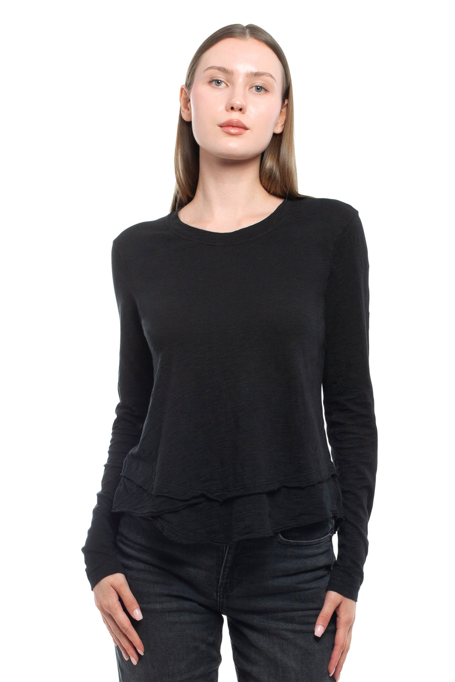 Long Sleeve Mock Layer - Black / XS