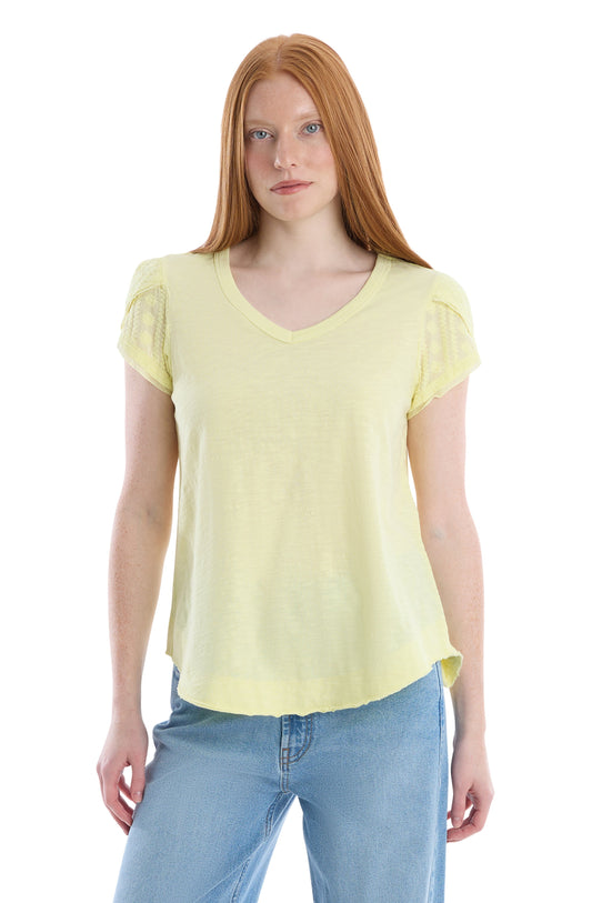 Eyelet overlap cap sleeve - Wax Yellow / XS