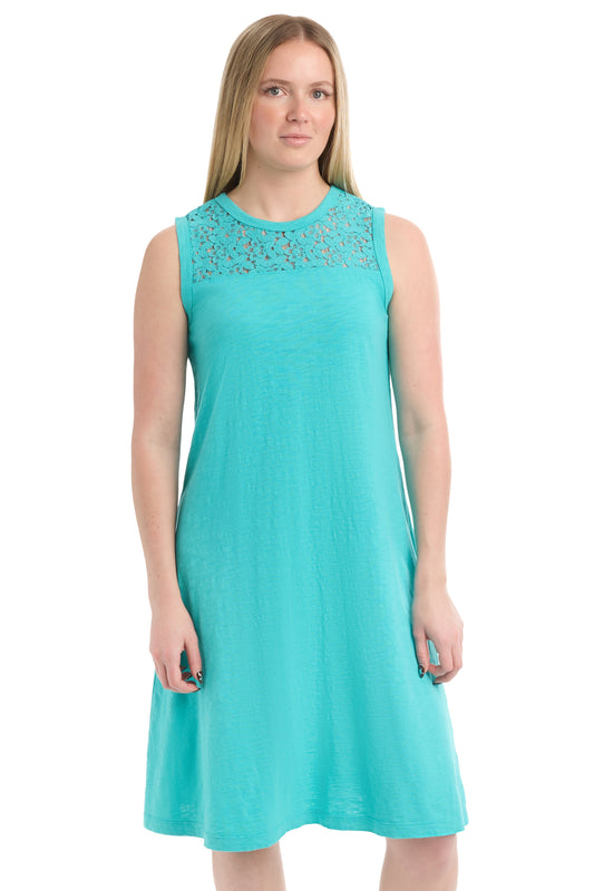 Sleeveless lace yoke dress - Baltic / XS