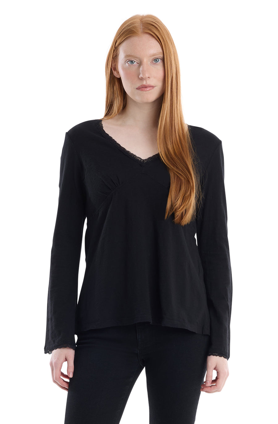 V-Neck Long Sleeve Empire - Black / XS