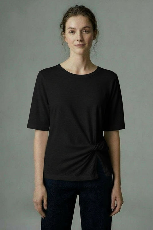 Elbow sleeve twisted details - Black / XS