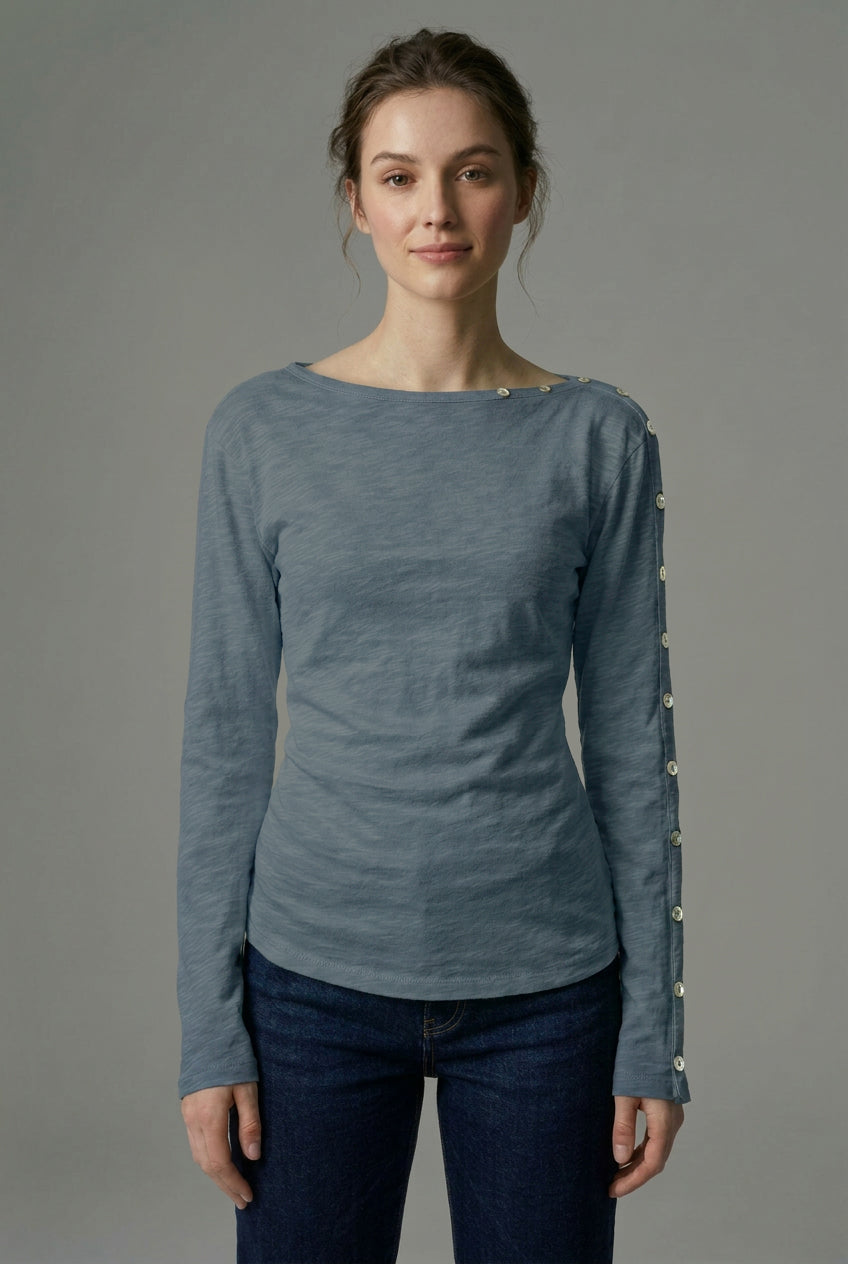 Long Sleeve with buttons - Blue Shadow / XS