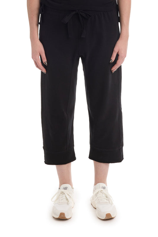 Crop Raw Jogger Easy Fit Pants - Black / XS