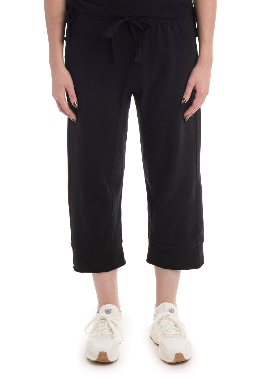 Crop Raw Jogger Easy Fit Pants - Black / XS