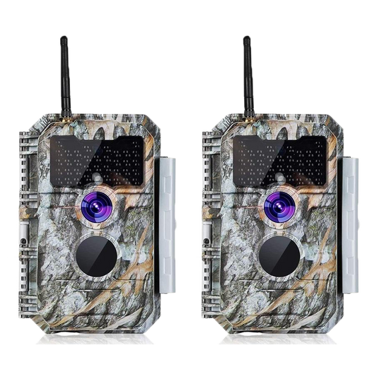 2-tlg. Wildkamera Wlan Fotofalle Jagdkamera Wildtierkamera 64MP 1296P 0,1s Schnelle Trigger Geschwindigkeit Nachtsicht Bewegungsmelder 110°PIR IP66 Wa