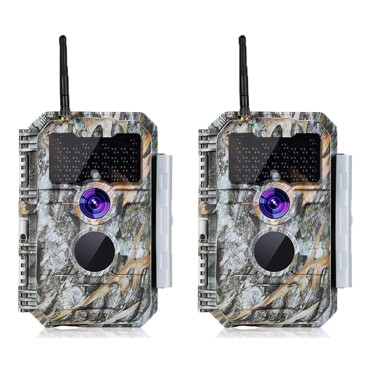 2-tlg. Wildkamera Wlan Fotofalle Jagdkamera Wildtierkamera 64MP 1296P 0,1s Schnelle Trigger Geschwindigkeit Nachtsicht Bewegungsmelder 110°PIR IP66 Wa