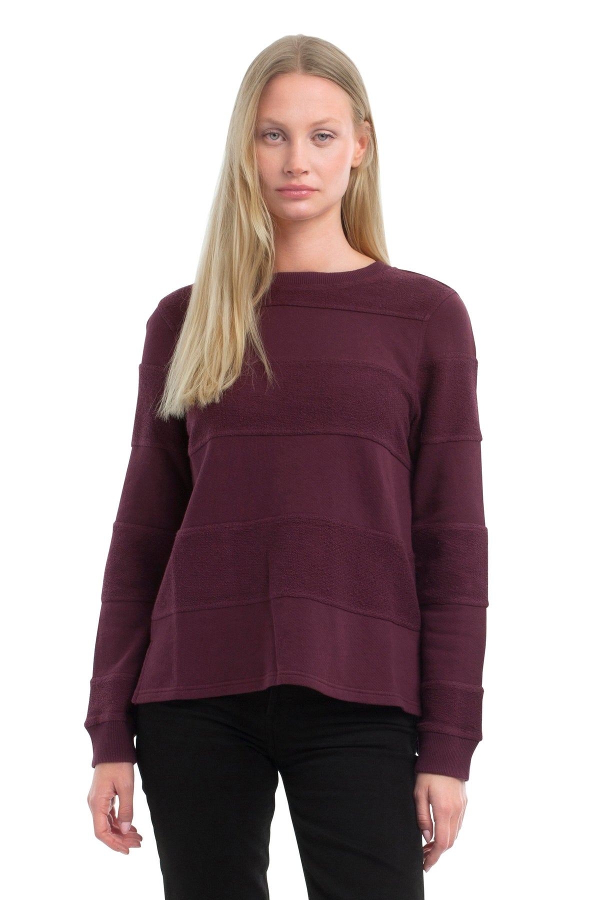 Striped Sweatshirt - Dark Fig / XS