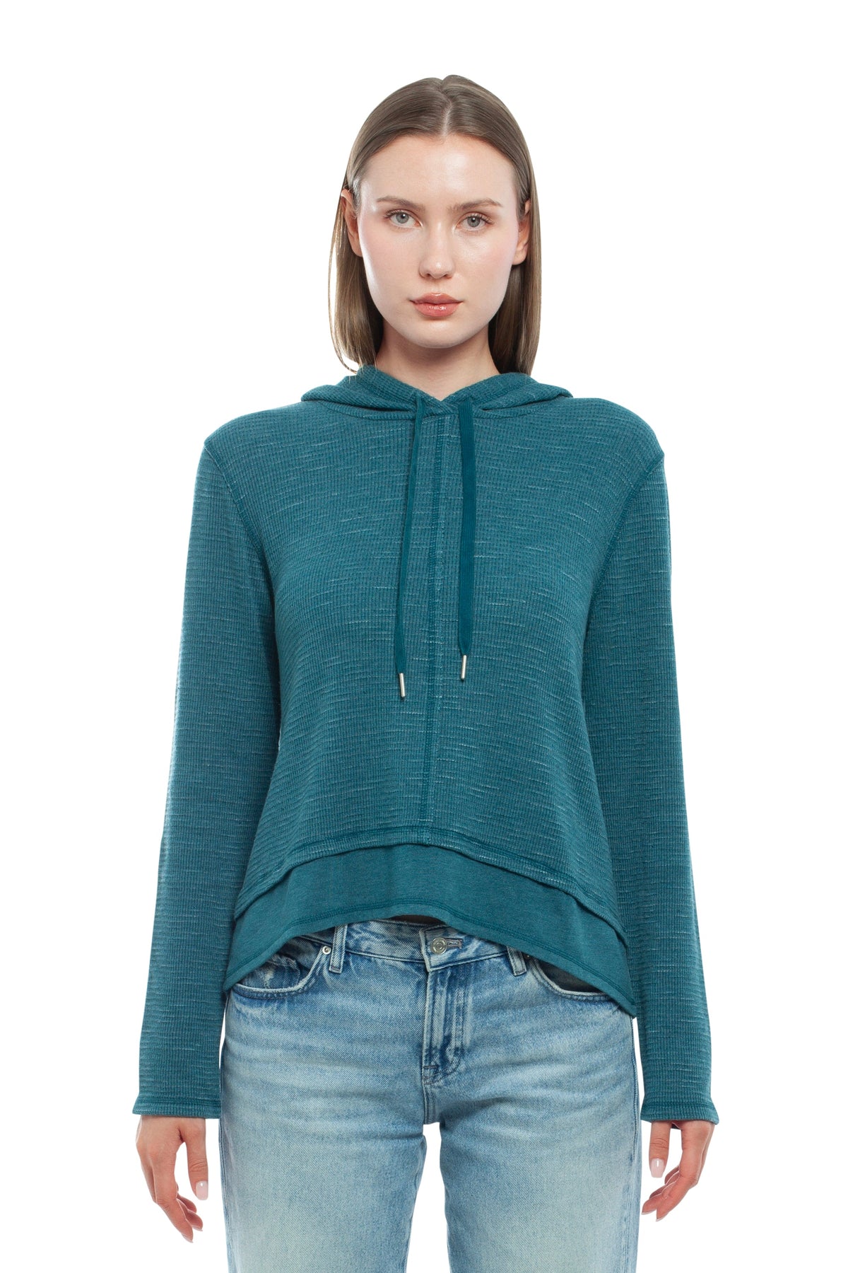 Long Sleeve Double Peplum Hoodie - Legion Blue / XS