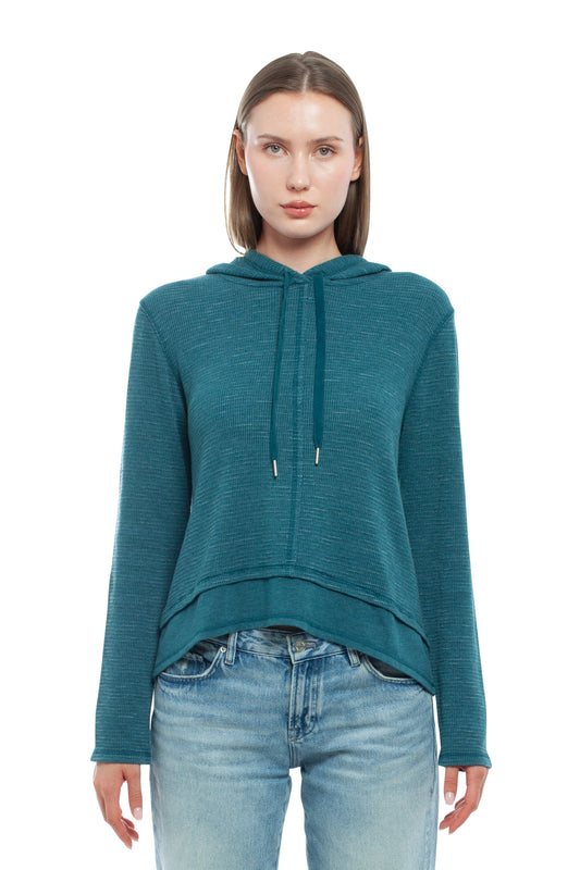 Long Sleeve Double Peplum Hoodie - Legion Blue / XS