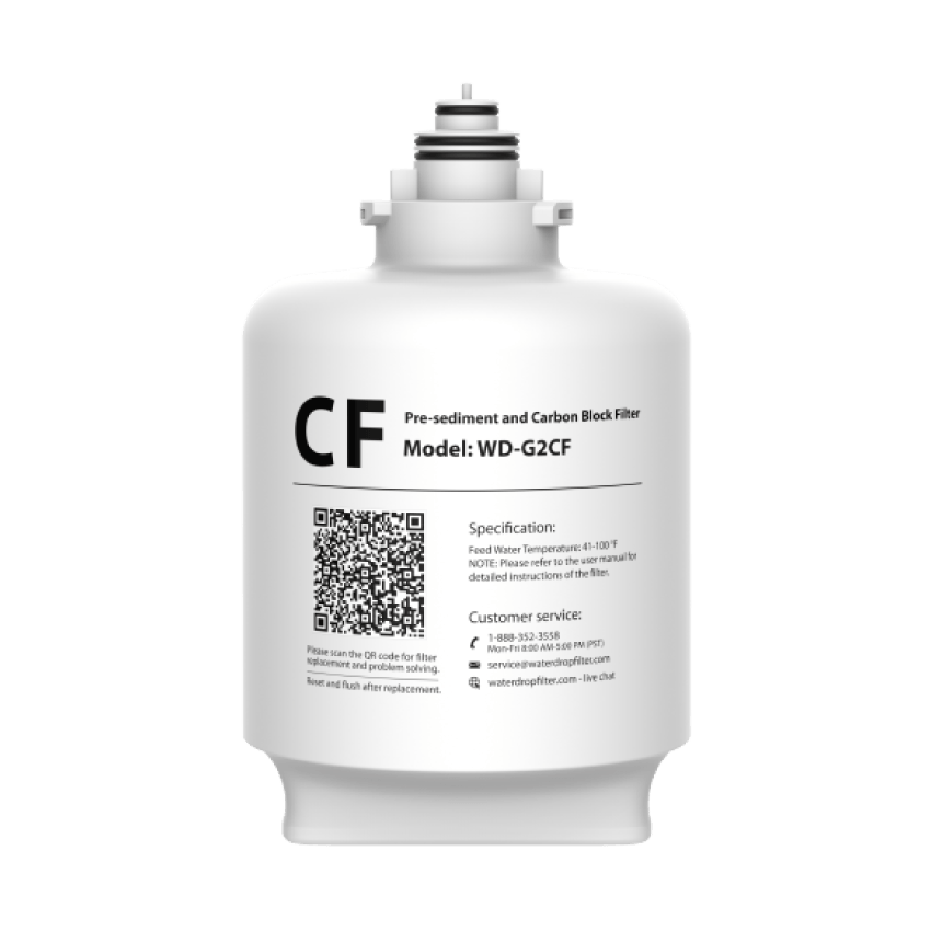 1 Year Lifetime WD-G2CF Filter for Waterdrop WD-G2/ WD-G2P600 Series Reverse Osmosis System