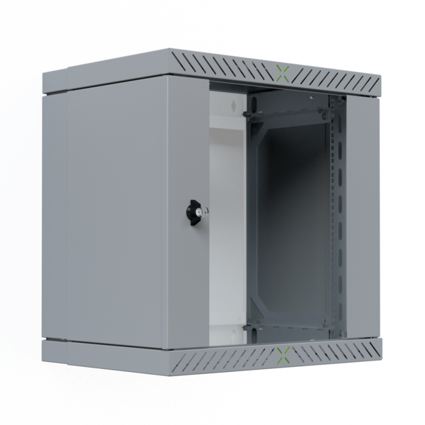 Wandgehäuse 19" X-Rack mit Glastür 400-600mm, 12HE grau RAL7035