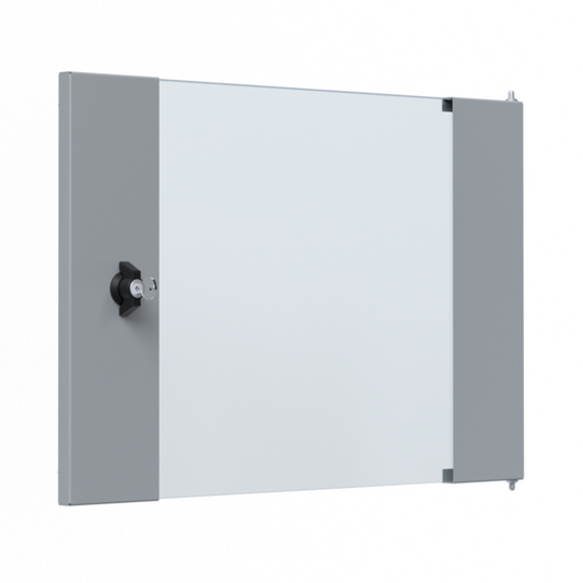 Glastür für 19" X-Rack Wandgehäuse, 9HE grau RAL7035 3/3