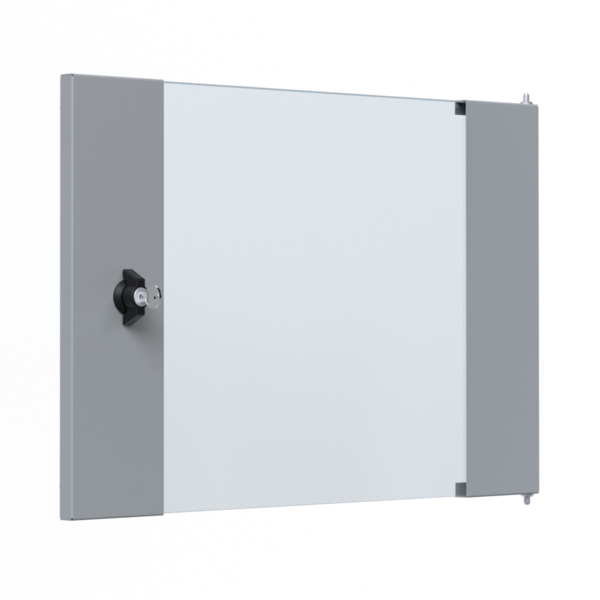 Glastür für 19" X-Rack Wandgehäuse, 9HE grau RAL7035 3/3