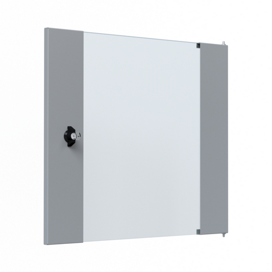 Glastür für 19" X-Rack Wandgehäuse, 12HE grau RAL7035 3/3