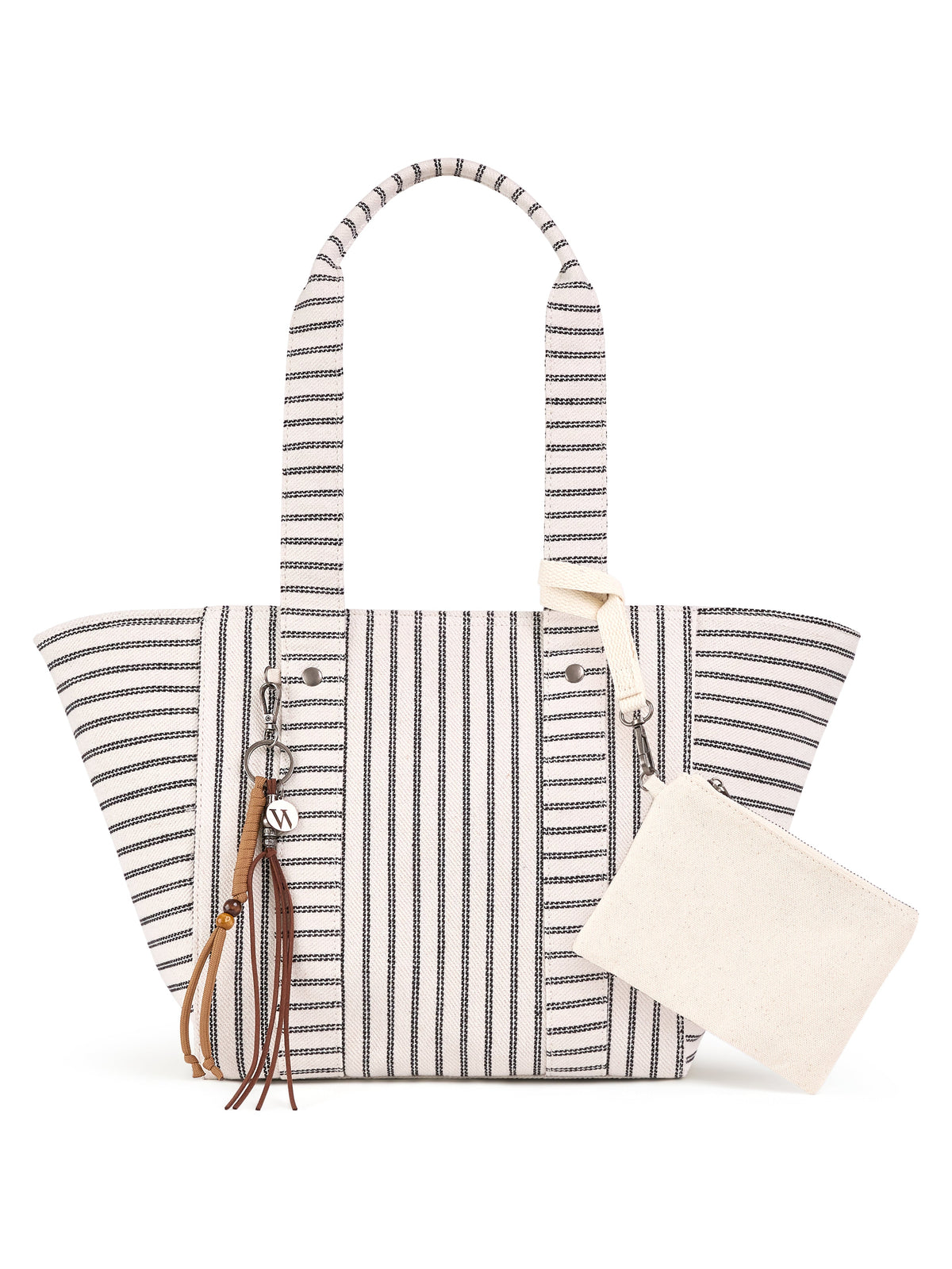 Byron Medium Beach Tote - Bone Black Stripe
