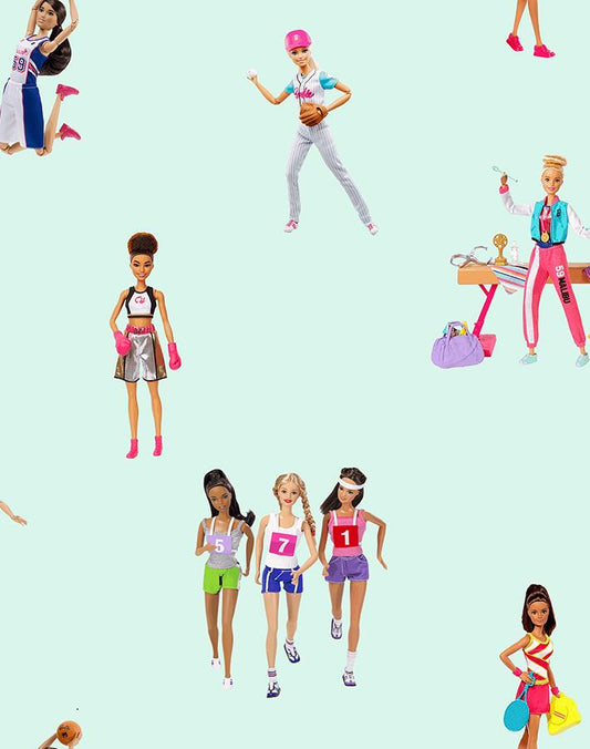 9FT REMOVABLE VINYL - Barbie™ the Athlete' Wallpaper by Barbie™ - ROBINS EGG
