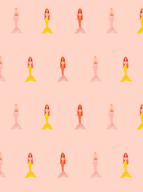 'Fantasy Mermaids' Wallpaper by Barbie™ - Peach - Removable Panel