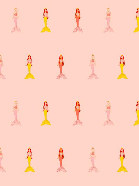 'Fantasy Mermaids' Wallpaper by Barbie™ - Peach - Removable Panel