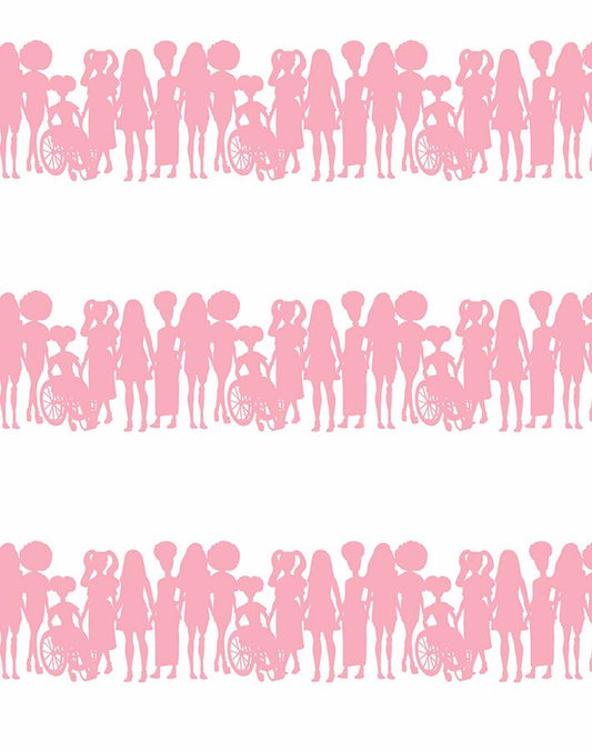 9FT REMOVABLE VINYL - Fashionistas™ Silhouettes Stripe' Wallpaper by Barbie™ - BUBBLEGUM