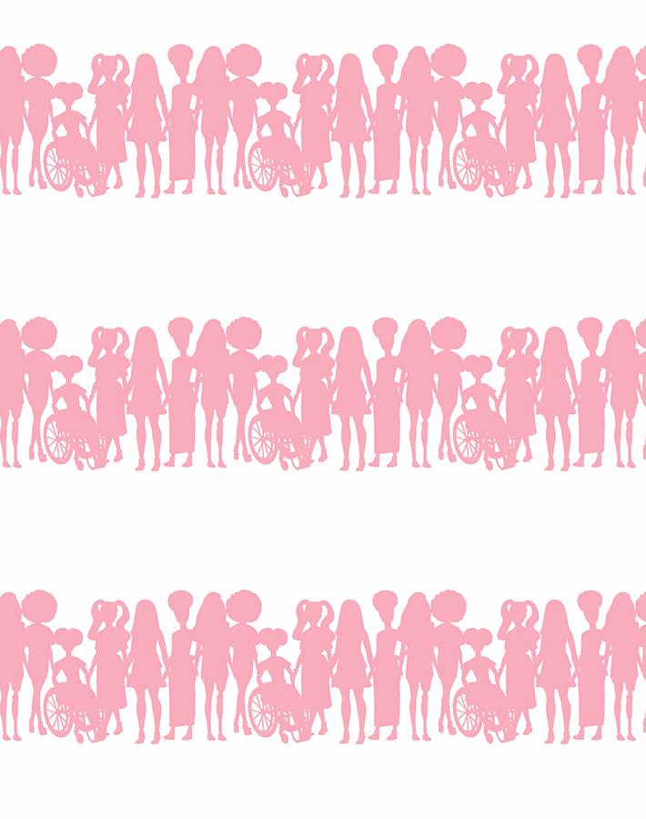 9FT REMOVABLE VINYL - Fashionistas™ Silhouettes Stripe' Wallpaper by Barbie™ - BUBBLEGUM