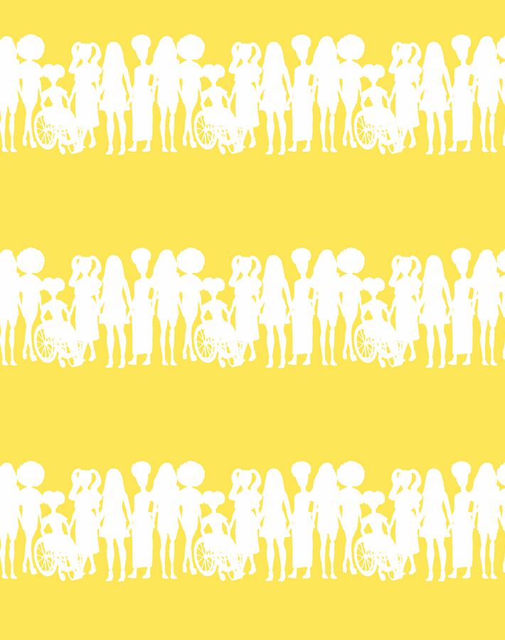 'Fashionistas™ Silhouettes Stripe' Wallpaper by Barbie™ - Daffodil - Removable Panel