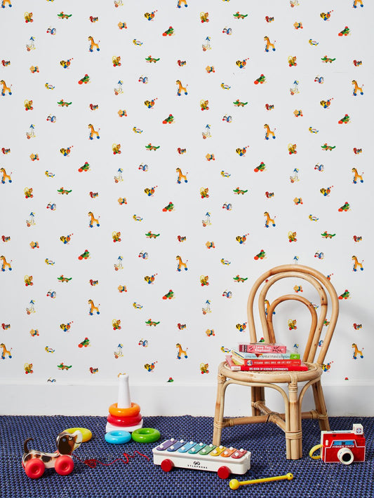 9FT REMOVABLE VINYL - Classic Toys' Wallpaper by Fisher-Price™ - WHITE