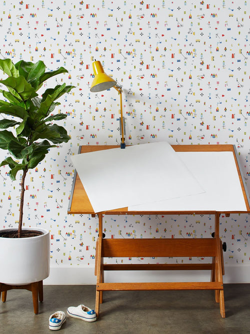 9FT - REMOVABLE VINYL - 'Fisher-Price™ Land' Wallpaper by Fisher-Price™ - White