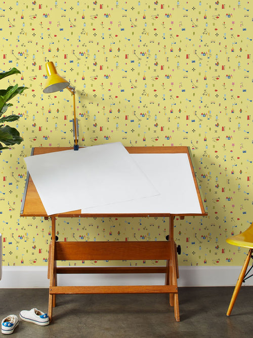 'Fisher-Price™ Land' Wallpaper by Fisher-Price™ - Yellow - Traditional