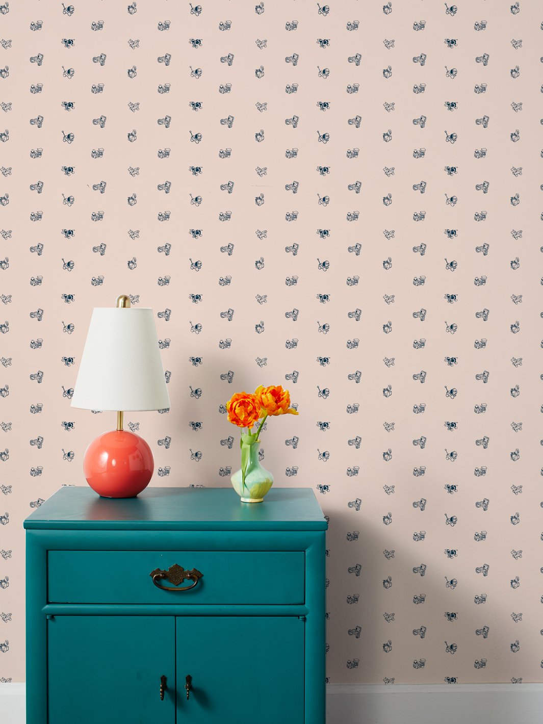 9FT - REMOVABLE VINYL - 'Pull Toys' Wallpaper by Fisher-Price™ - Peach